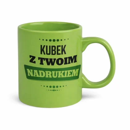 duży zielony kubek z własnym napisem nadrukiem 590ml