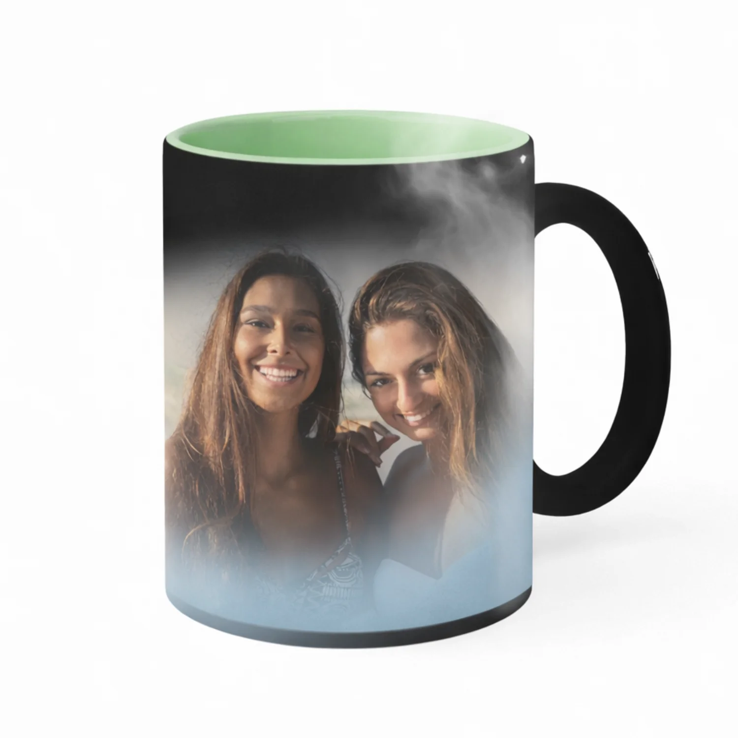 kubek magiczny ze zdjęciem jasnozielony środek matowy