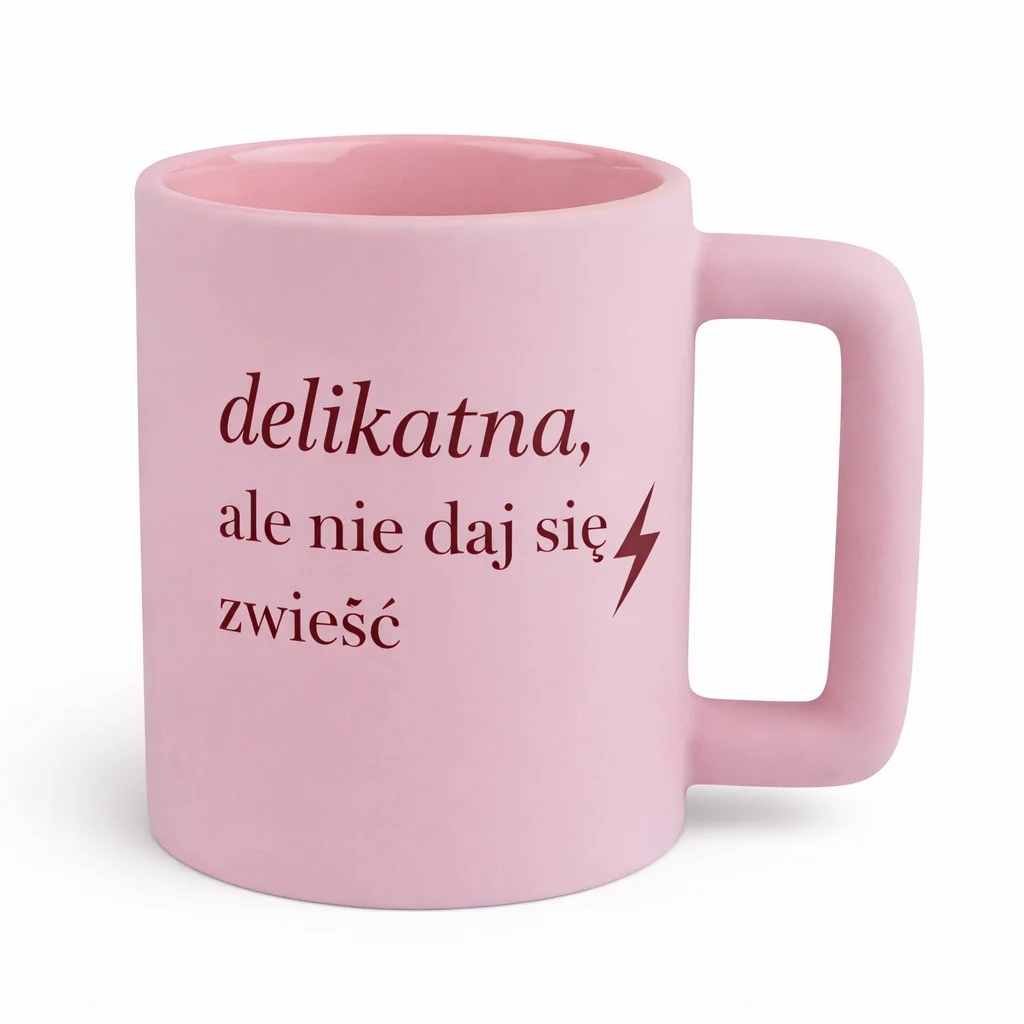 różowy personalizowany kubek z własnym napisem lub grafiką matowy 400ml LEO