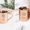 stylowy kubek miedziany z własnym nadrukiem 330ml wąski