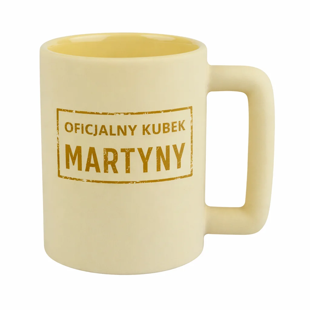 super kubek z nadrukiem matowy żółty 400ml z własną grafiką