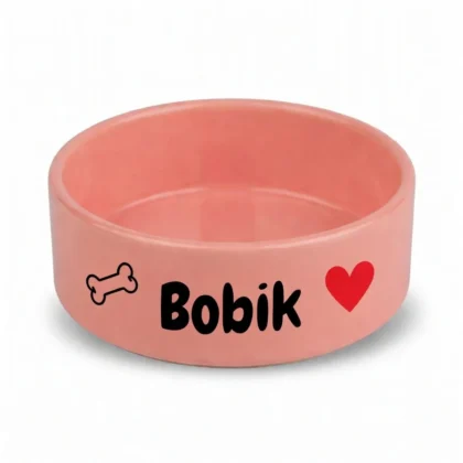 miska dla zwierzaka z imieniem różowa 15cm