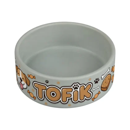 miska dla zwierzaka z imieniem szara 15cm średnicy