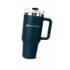 Duży kubek termiczny z grawerem, 1200ml, ergonomiczny uchwyt - morski ciemny