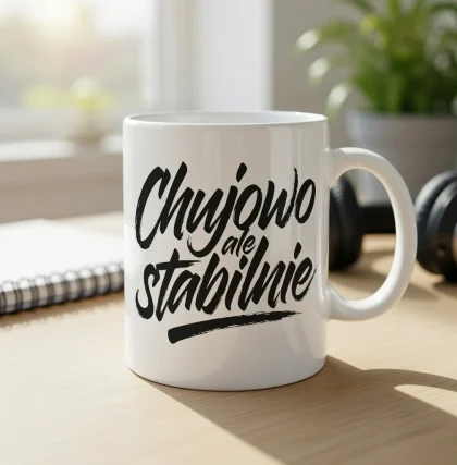 Personalizowany Kubek z napisem Chujowo ale stabilnie