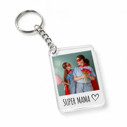brelok ze zdjęciem super mama akrylowy