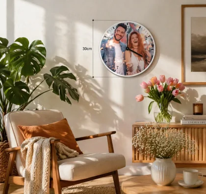 ścienny zegar z własnym nadrukiem okrągły 30cm akrylowy