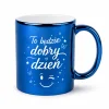 personalizowany kubek metaliczny perłowy niebieski 300ml