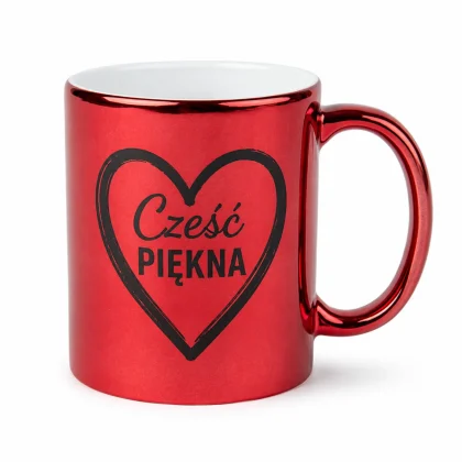 personalizowany kubek perłowy czerwony metalic 300ml