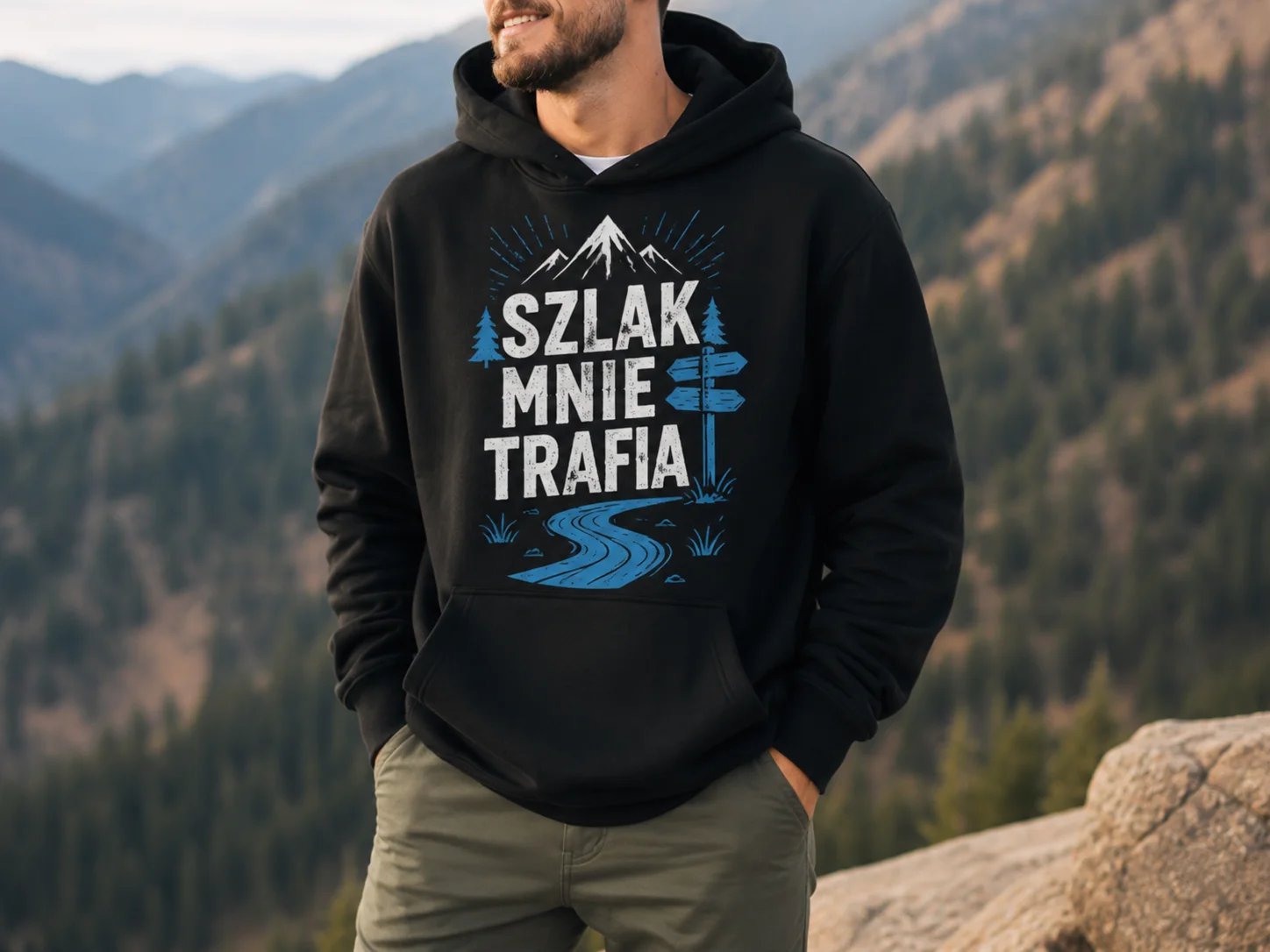 Personalizowana bluza męska czarna - Szlak mnie trafia